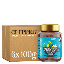 Clipper House Blend Organic Arabica Instant Coffee | 6 x 100g Jars | Bulk Buy for Home & Catering | Gourmet Coffee | Sustainable Fairtrade Coffee by C