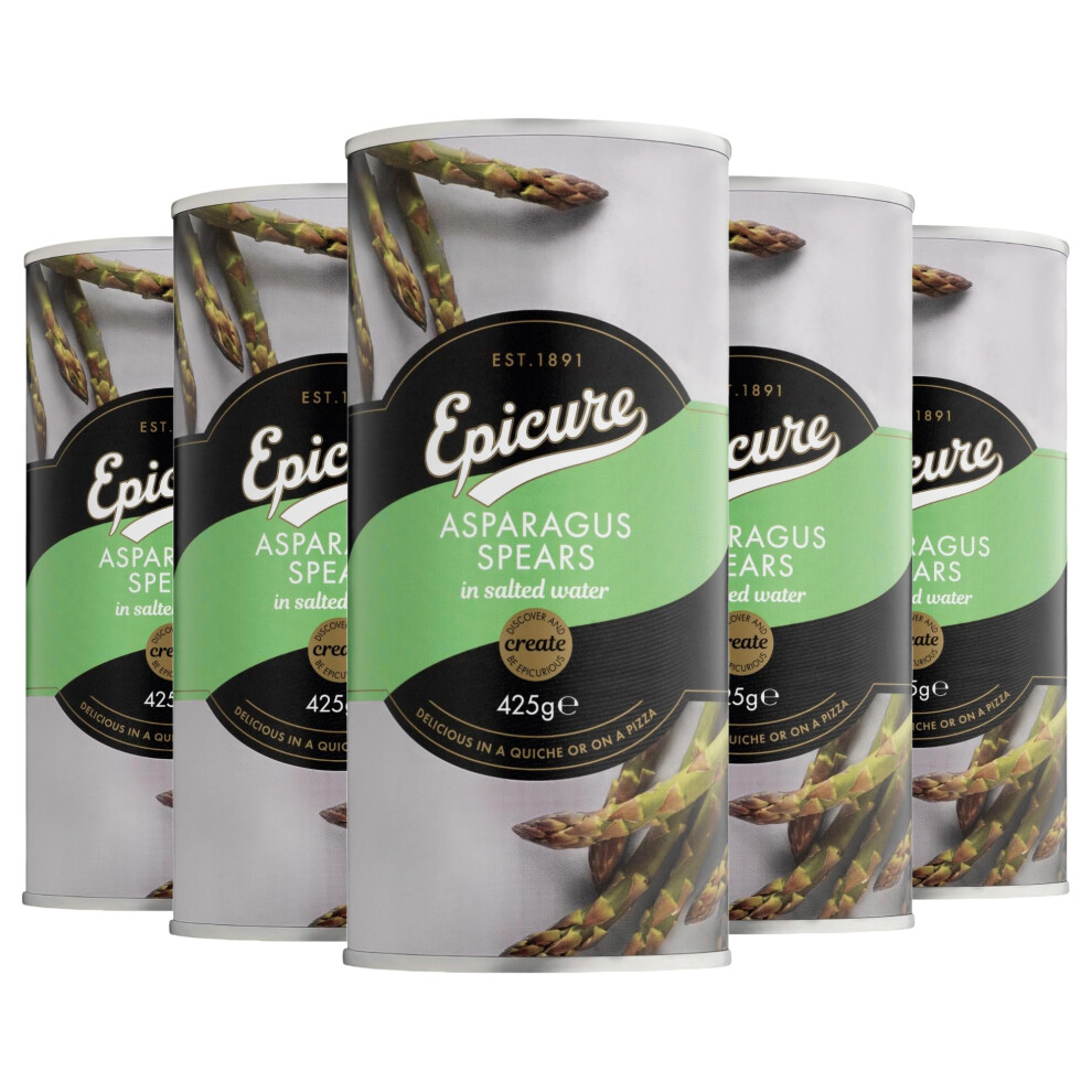 Epicure Tinned Asparagus Spears In Salted Water, 425 G (Pack Of 12) Green