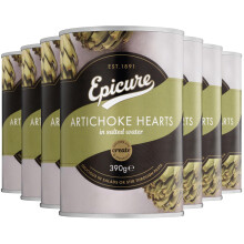 Epicure Artichoke Hearts in Salted Water, Source of Fibre, 390 g (Pack of 12)