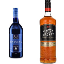 Harveys Bristol Cream Solera Sherry, 1L & Whyte & Mackay Blended Scotch Whisky, 1L