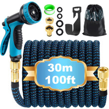 Expandable Garden Hose Pipe 30m 100ft, Hosepipes for Garden Water Hose with 10 Functions Spray Gun, 3/4" 1/2" Connector, Expanding Magic Hose Retracta
