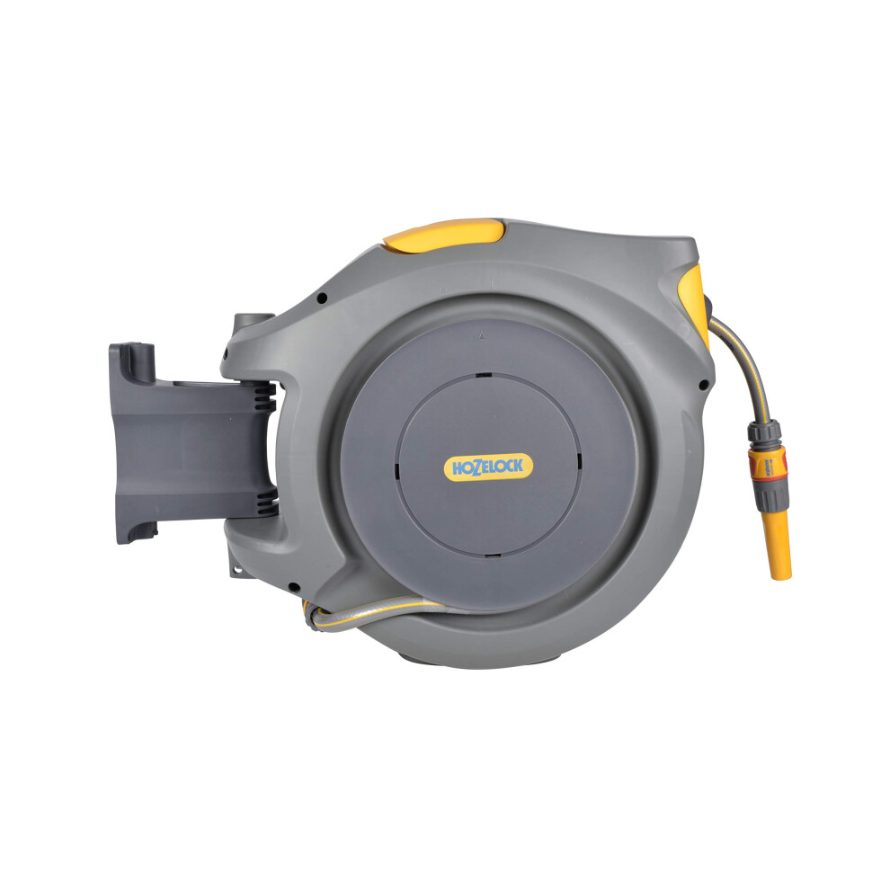 HOZELOCK - Auto Reel 20m wall-mounted hose reel: Easy to Install, Lock, Auto-rewind, Ready-to-use Reel With Nozzle, Fittings, Hozelock Hose and Access