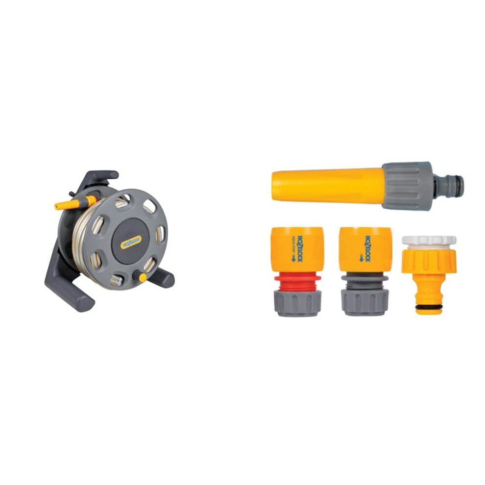 Hozelock 2412D0000 30M Compact Reel With 15M Hose & 2352 Hose Fitting Starter Set