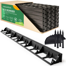 Flexible Lawn Edging 24 m - Invisible Plastic Garden Edge with 100 Securing Pegs - Easy to Use, Weather Resistant - Grass, Flowerbed & Path Border Edg