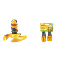 Hozelock Round Sprinkler Pro 314m? & HOZ2050AV Hose End Connector PLUS (12.5mm & 15mm) Twin Pack