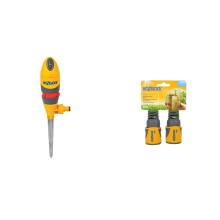 Hozelock Round Sprinkler Plus 314m? & HOZ2050AV Hose End Connector PLUS (12.5mm & 15mm) Twin Pack
