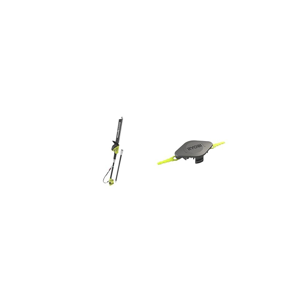Ryobi One+ 18V Opt1845 Cordless Pole Hedge Trimmer, 45Cm Blade (Body Only) & Double Serrated Blades Head For Rac155 Edger Black