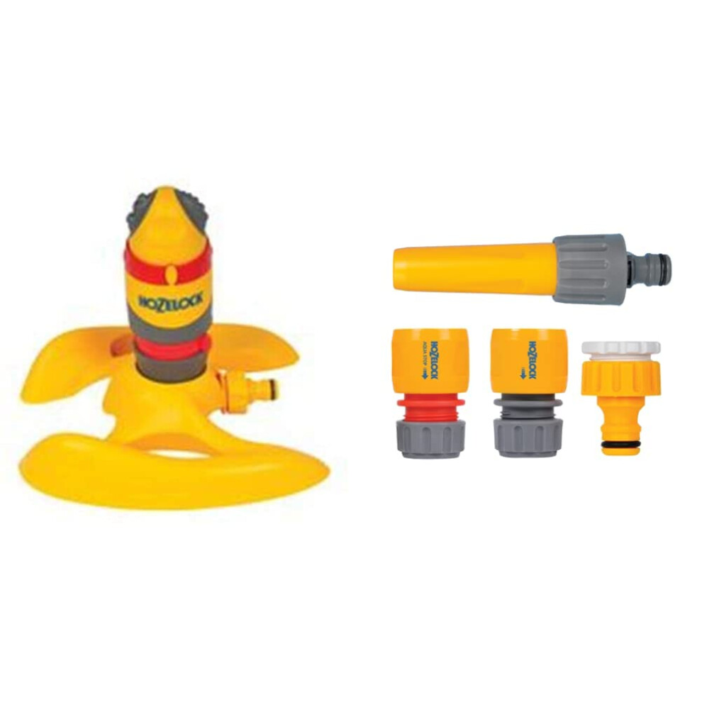 Hozelock 2336 0000 Round Sprinkler Pro 314m? & HOZELOCK 2352 Hose Fitting Starter Set