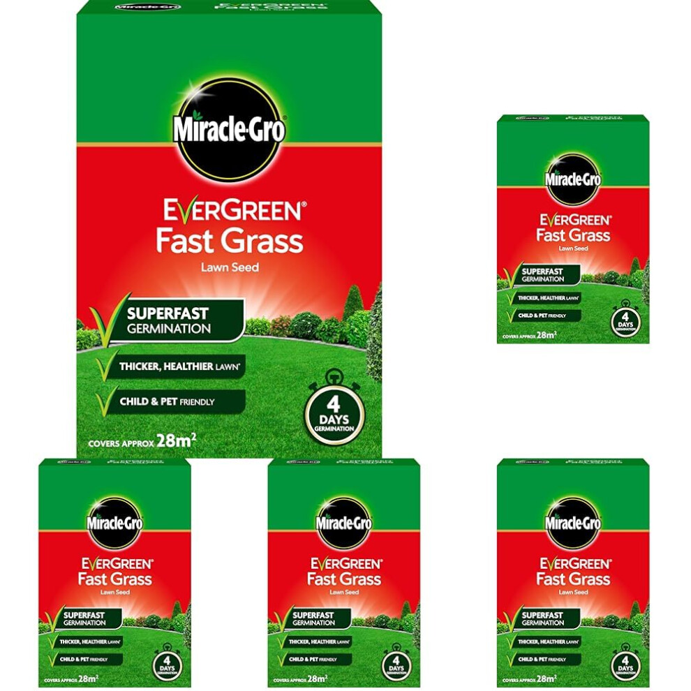 Miracle-Gro Evergreen Fast Grass Lawn Seed 840g, 28 m2 (Pack of 5)
