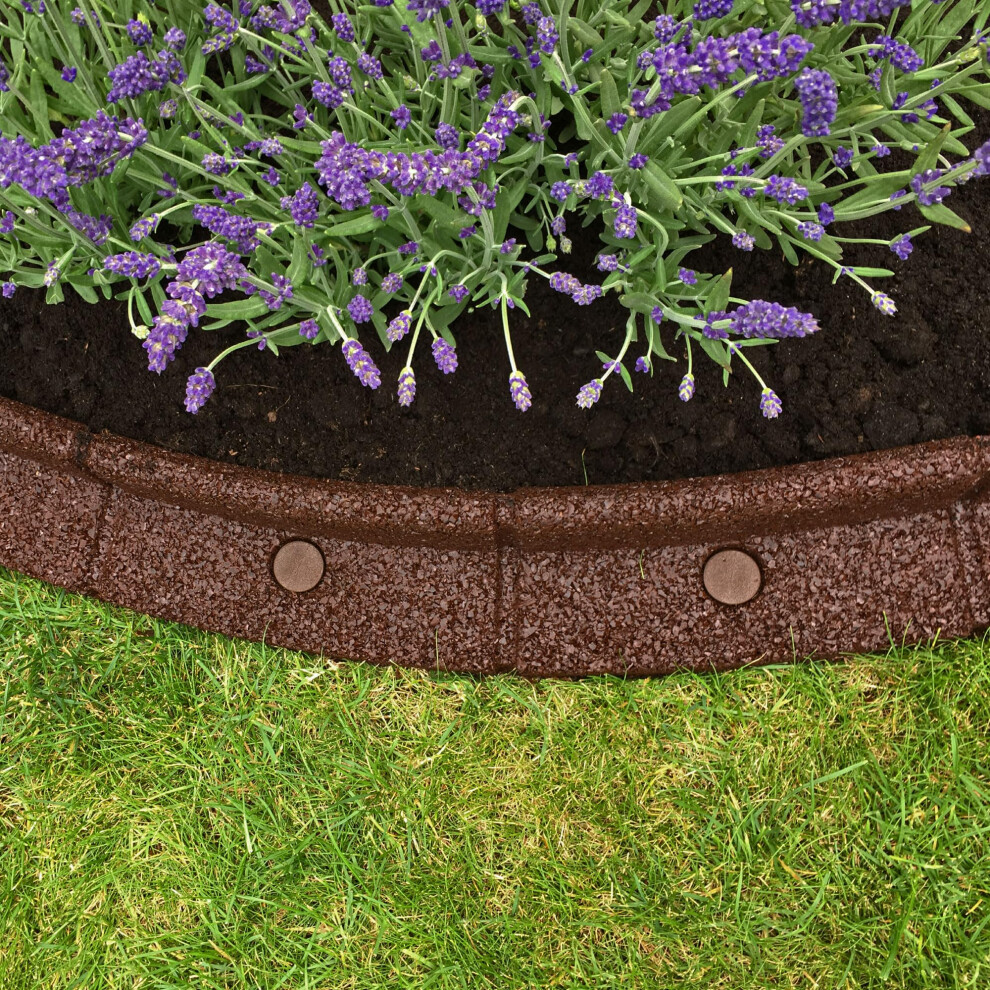 Ecoshape Brown Flexiborder - Lawn Edging - Flexible Garden Edging For Grass Lawns, Pathways & Raised Borders - Artificial Grass - 6 X 1M Lengths