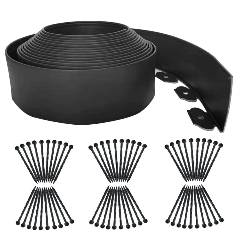 Lawn Edging Border 66Ft,Garden Edging Borders [Extra Tall 4In ] Flexible No Dig Landscape Edging With 60Pcs Stakes,Mini Plastic Fence For Yard Flowerb 5051218523367