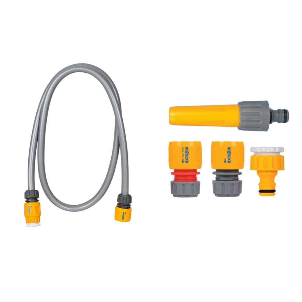 Hozelock 2352 Hose Fitting Starter Set & 6005A0000 Hose Connection Set, , 21Mm X 26.5Mm Grey/Yellow