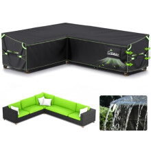 UIRWAY L-Shape Garden Furniture Cover Waterproof with Air Vent, 222x286x87cm Heavy Duty 420D Oxford Fabric Outdoor Rattan Corner Sofa Cover with Water