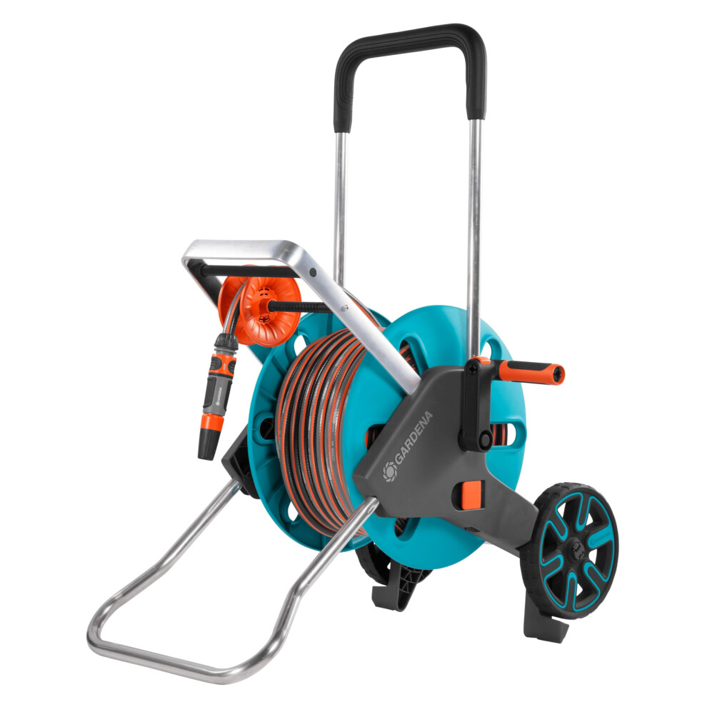 Gardena Cleverroll M Easy Set: Hose Cart With Up To 20 M Capacity, Particularly Stable, With A Comfortable Hose Guide In A Robust Metal Frame, Drip De