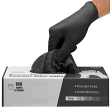 Black Nitrile Disposable Gloves - Latex-Free, Powder-Free, Pack of 1000, Strong and Puncture-Resistant, Medical, Food Handling, Tatoo Barber Shop Glov