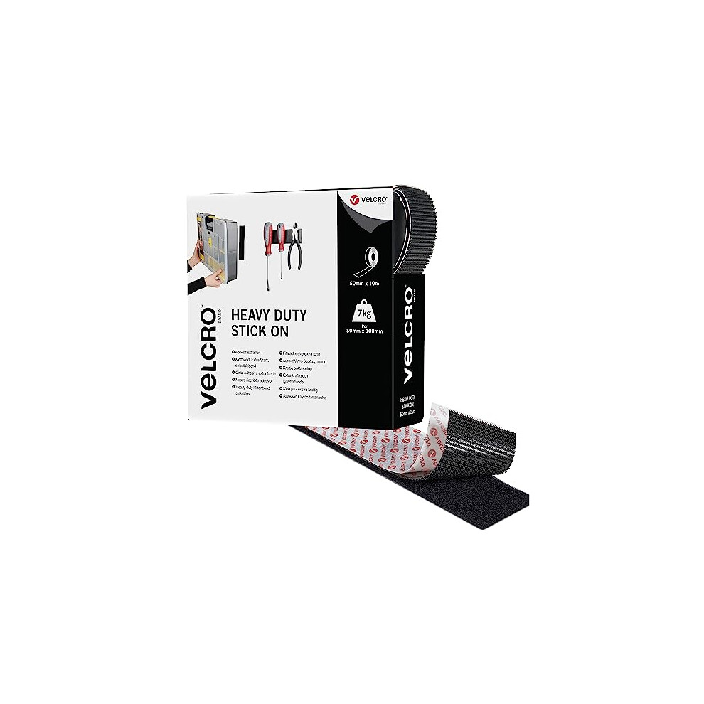 VELCRO Brand - Heavy Duty Stick On Tape - Cut-to-Length Industrial Extra Strong Double Sided Hook & Loop Self Adhesive Tape - Perfect for Room D?cor &