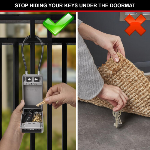 Master Lock Master Lock 5482EURD Key Safe with New Innovative Design, Flexible Cable Shackle, Capacity, High Security, Grey, Extra Large 1