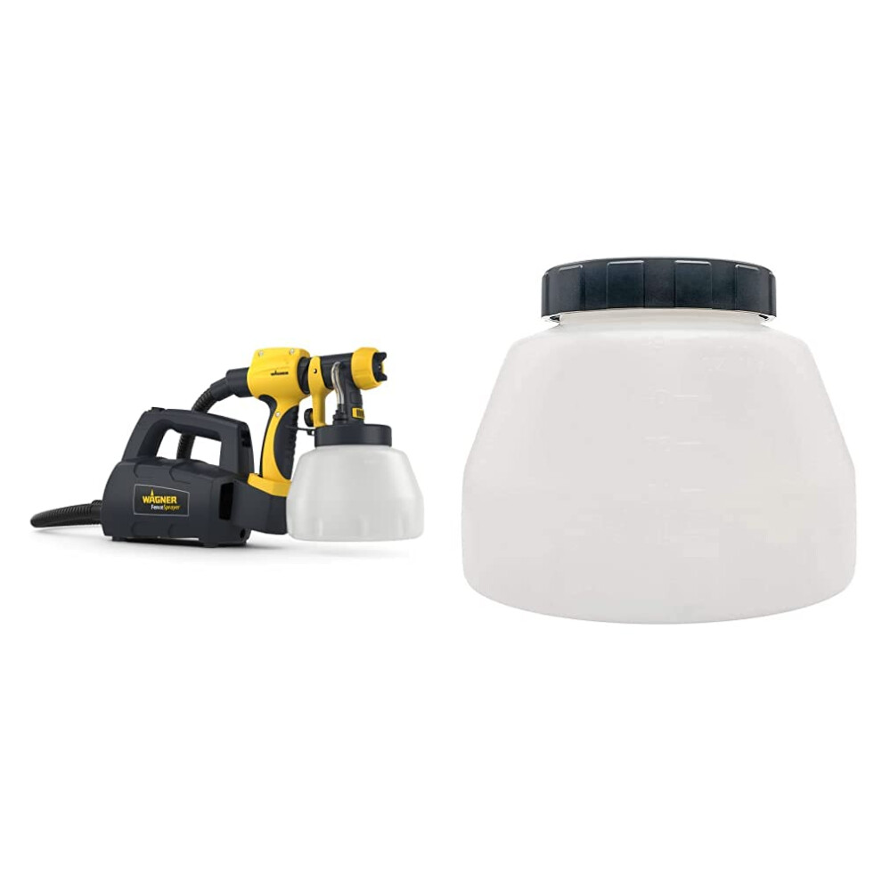 Wagner Fence & Decking Paint Sprayer for fences, sheds, covers 5 m? in 9 min, 1400 ml capacity, 460 W, 1.8 m hose & 417921 Container with Cover for Pa