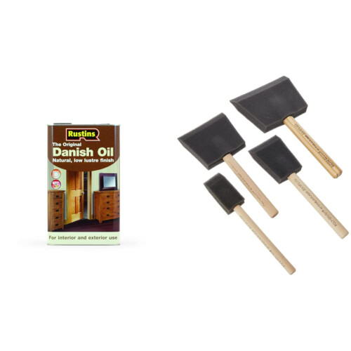 Rustins Rustins DANO5000 Original Danish Oil 5 litres & PBRUSHPACK Foam Brushes
