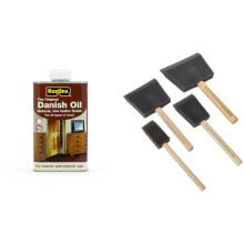 Rustins DANO1000 Original Danish Oil 1 Litre & PBRUSHPACK Foam Brushes