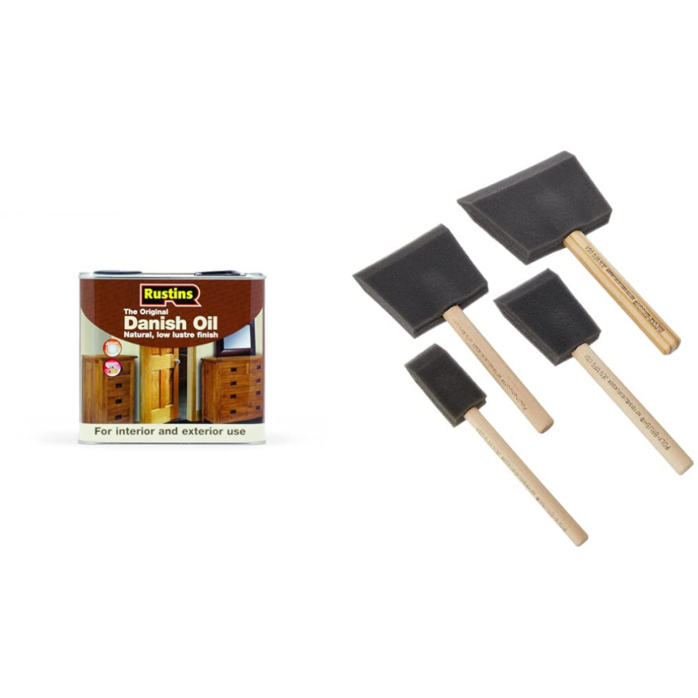 Rustins DANO2500 Original Danish Oil 2.5 litres & PBRUSHPACK Foam Brushes