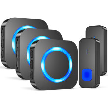 Wireless Doorbell, Waterproof Cordless Door Bells Chime Kit Battery Operated at 1300ft Range, with 2 Remote Battery Operated Push Buttons 3 Plug-in Re