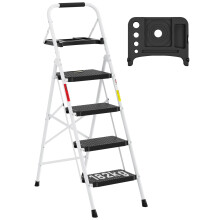 BONTEC 4 Step Ladder with Wide Anti-Slip Pedals, Folding Step Stool Capacity 182KG, Sponge Handrail, Strong and Solid Portable Ladder Suitable for Hom