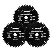 Trend Wood PTFE Circular Saw Blades, Triple Pack, 160mm Diameter, 20mm Bore, 48 Teeth, TCT, 2.2mm Kerf, 3 Pack, CSB/160/3PK/P