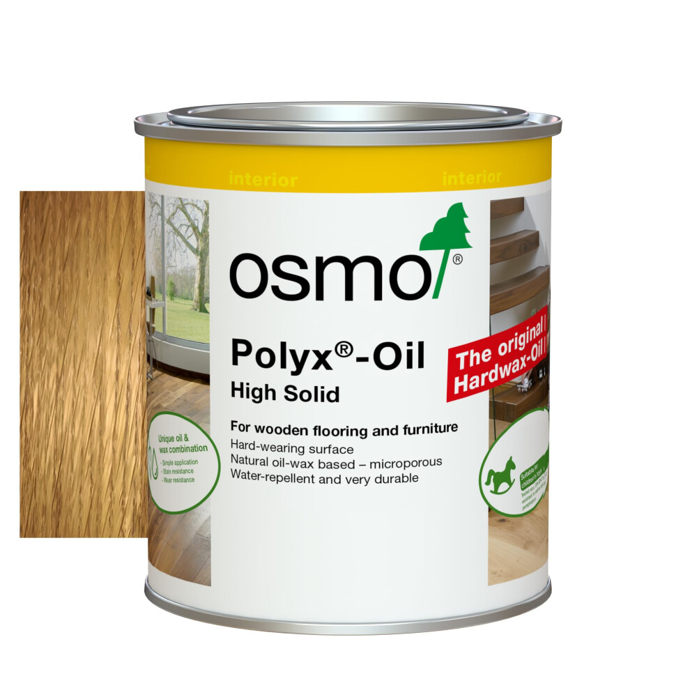 Osmo Polyx?-Oil - Hard Wax Oil 3032, Clear Satin, 750ml - Durable Wood Oil for Furniture, Water-Resistant Floor Wax, Wood Treatment & Wood Finish - Id