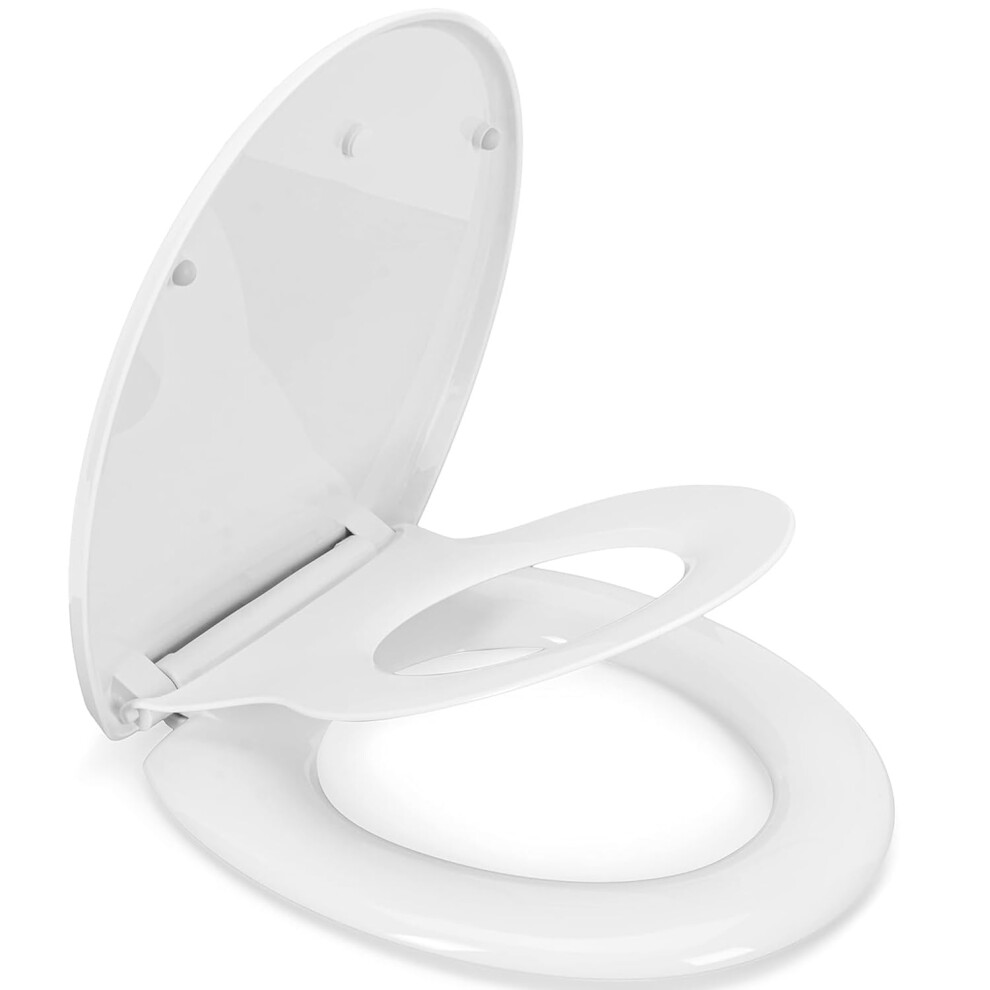 Toilet Seat, Mujiushi Slow Close 2-In-1 Family Toilet Seat With Built In Potty Training Child Seat, Detachable Magnetic Kids Seat Cover, Standard O Fo 5051218528096