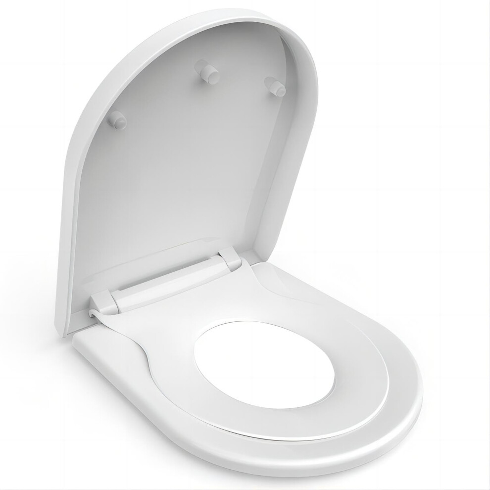 Family Toilet Seat, Soft Close Toilet Seat With Built-In Child Seat, Potty Training 2 In 1 Seat With Quick Release, Simple Top Fixing, Non-Sl Mujiushi