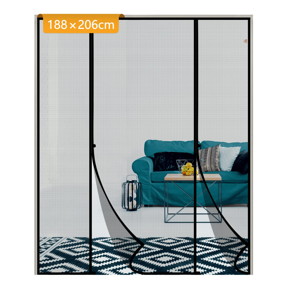 Yotache Fly Screen Door 188 X 206 Cm, Reinforced Polyester Double Door Insect Mesh For Sliding French Door Keep Fly Bug Out, Black 5051218528126