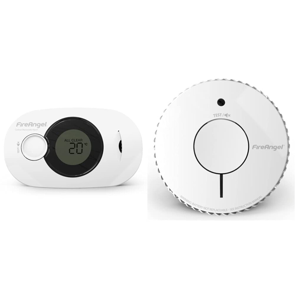 Fireangel Fa3322 Digital Co Alarm With 10 Year Sealed For Life Battery & Optical Smoke Alarm With 10 Year Sealed For Life Battery, Fa6620-R, White