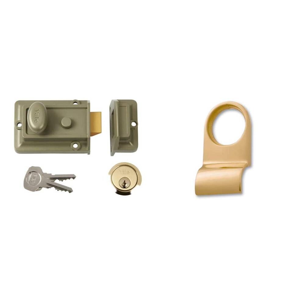 Yale P-77-ENB-PB-60 Traditional Nightlatch, Standard Security, Nickel Finish/Brass Cylinder, 60 mm Backset & P-110 Cylinder Pull, for 3.2cm cylinder d
