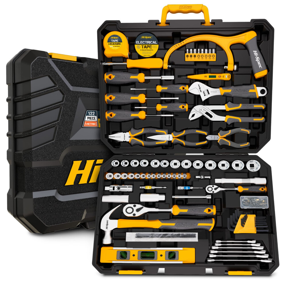 Hi-Spec 122-Piece Metric Mechanics Tool Kit ? Complete Set For Car & Bike Repair, Maintenance 5051218528515