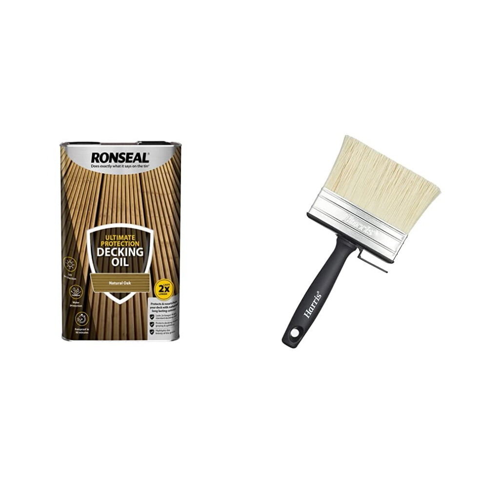 RONSEAL Ultimate Protection Decking Oil Natural Oak 5L & Essen 4.0" Block Brush
