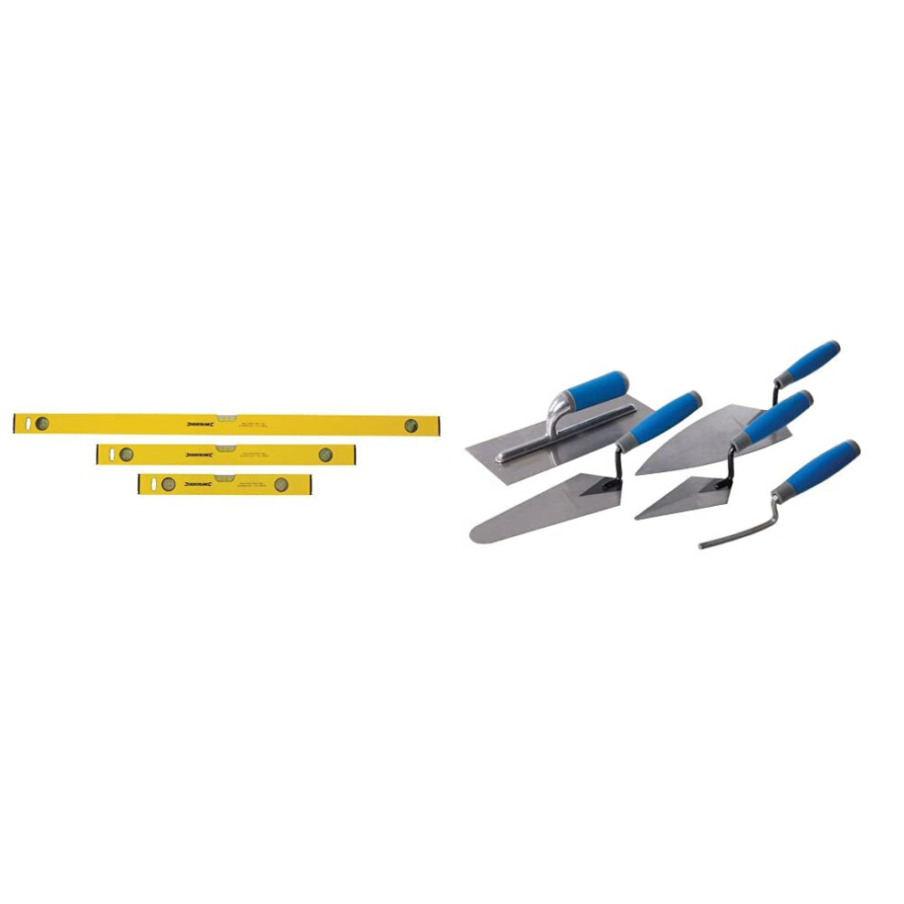 Silverline 119688 Builders Level Set 3pce 400, 600 and 1000 mm & 395016 So ft-Grip Trade Trowel Set 5pce 5pce