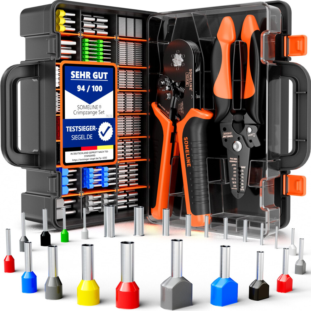Someline? Crimping Tools Set With 24 Types Of Ferrules - Hexagon Ferrule Pliers 0.25-10Mm?(Awg 24-8) I Wire Strippers, Electricians Tools, Crimper, Cr 5051218529192