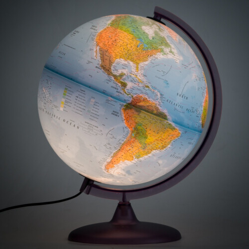CGE Illuminated Globe 30cm Dual Map Earth Tones 2
