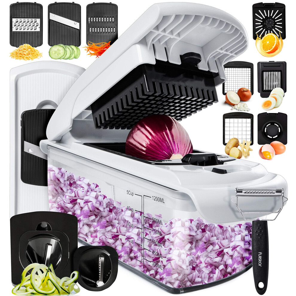 Fullstar Vegetable Chopper Vegetable Cutter Mandoline Vegetable Slicer - Veggie Onion Salad Food Chopper Manual - Potato Chipper - Veg Chopper And Dicer - Kitc