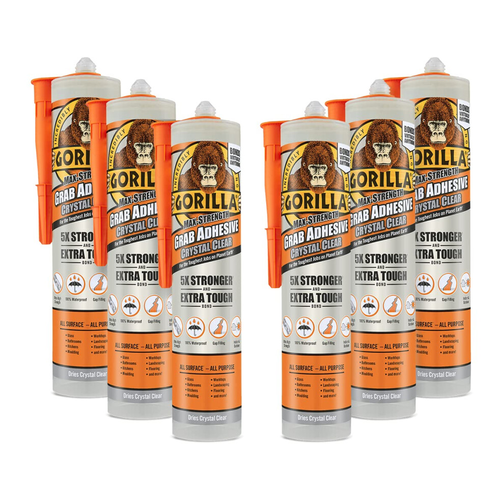 Gorilla Heavy Duty Grab Adhesive Crystal Clear 270Ml (Pack Of 6)