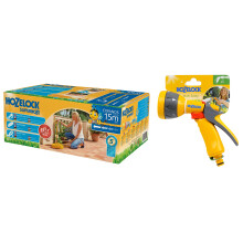 Hozelock 15m Superhoze Hosepipe, Yellow & Grey & Spray Gun, Multi-Colour