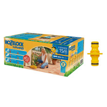 Hozelock 15m Superhoze Hosepipe, Yellow & Grey & Double Male Connector