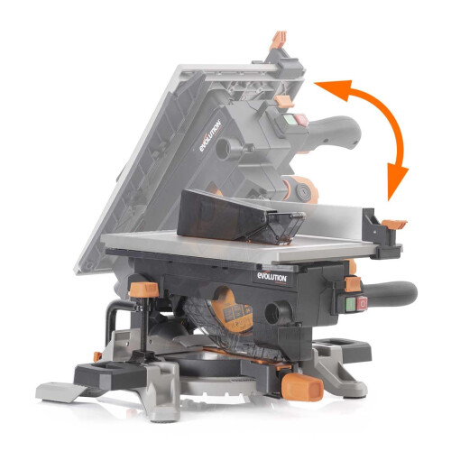 Evolution Power Tools R210MTS-G2 Convertible Mitre/Table Saw, Compact Multi-Function & Multi-Material Cutting, -47? Bevel & +/- 45? Mitre Angle, TCT B 2