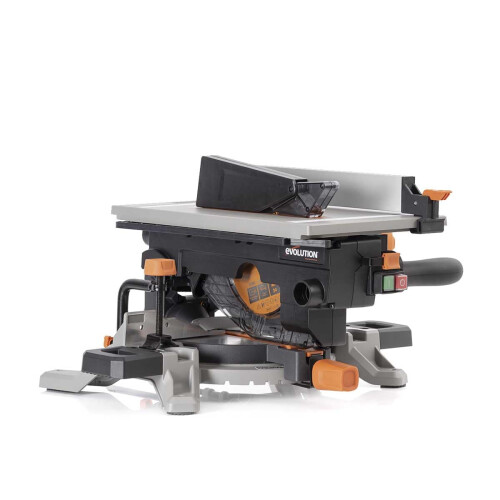 Evolution Power Tools R210MTS-G2 Convertible Mitre/Table Saw, Compact Multi-Function & Multi-Material Cutting, -47? Bevel & +/- 45? Mitre Angle, TCT B 1