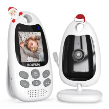 BOIFUN Video Baby Monitor with Camera, Two-way Audio, No WiFi, ECO Mode, 720P, Night Vision, Battery, 8 Lullabies, Feeding Reminder, Smart Temperature