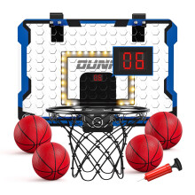 TEMI Indoor Basketball Hoop for Kids, LED Light Door Basketball Hoops, Mini Basketball Hoop with Electronic Scoreboard & 4 Balls, Basketball Kids Gift