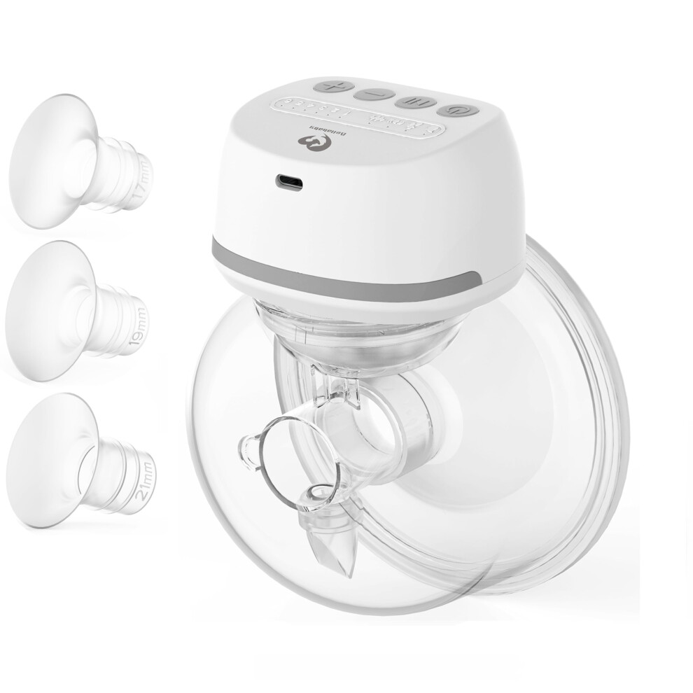 Breast Pump,Portable Wireless Wearable Rechargeable Hands Free Breast Pump Electric With 4 Modes & 6 Levels (-24Mm) White Bellababy