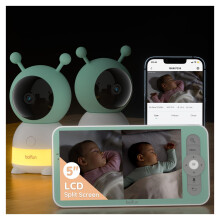 BOIFUN 2K WiFi Baby Monitor With Two Cameras, Night Light, App & 5" Split-Screen Control, Motion&Cry Detection, Auto Tracking, PTZ, Humidity & Tempera