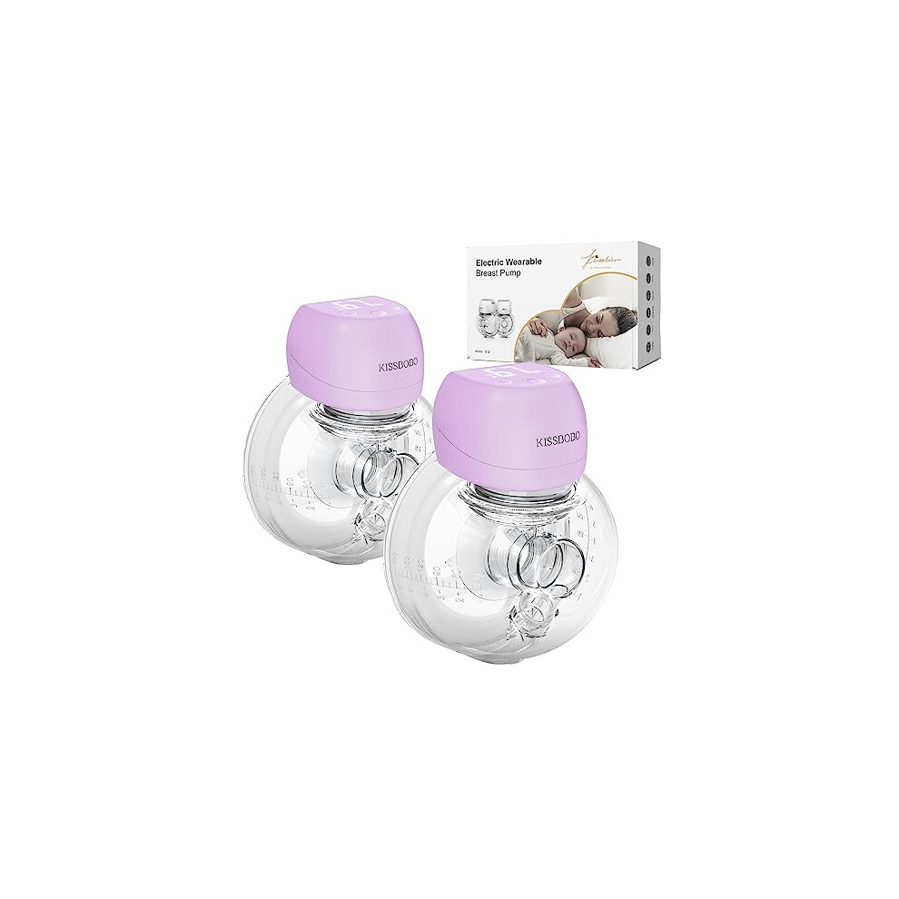 Kissbobo Breast Pump Electric Hands Free, Plainless 3 Modes & 9 Levels With Lcd Display, Low Noise Rechargeable Wireless Protable Wearable Breast Pump With 21M